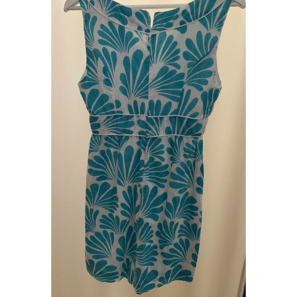 SOUTHERN FROCK Dress Women's 6 Blue White Sleeveless Classic Prep Cotton Lined - Picture 6 of 8